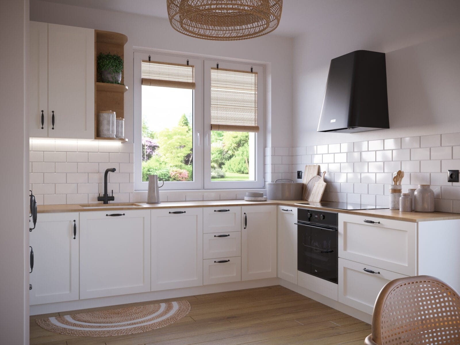 Biała drewniana kuchnia